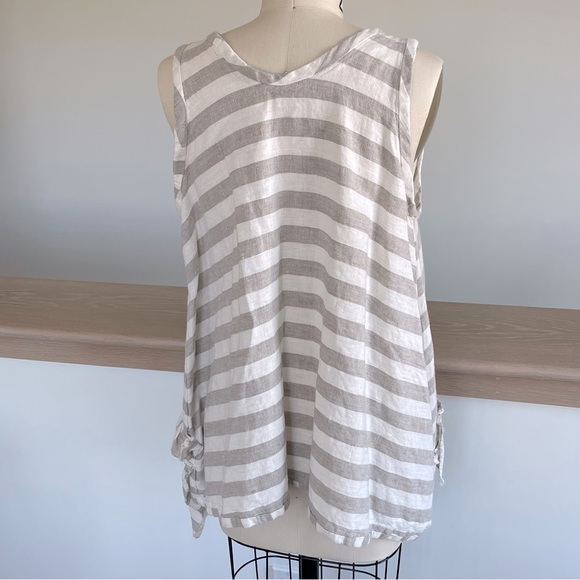 NWT Diane Ness oversized sleeveless linen tunic, raw edge ruffle hem, size S - Picture 3 of 6